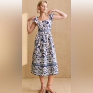 Sézane Melville Dress - Blue and White